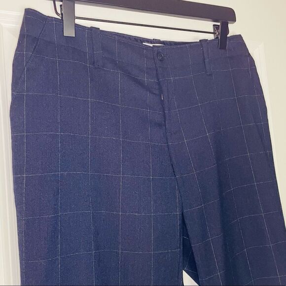 Gap Factory Navy Plaid Wool Dress Pants Straight Leg size 6R - Picture 3 of 12